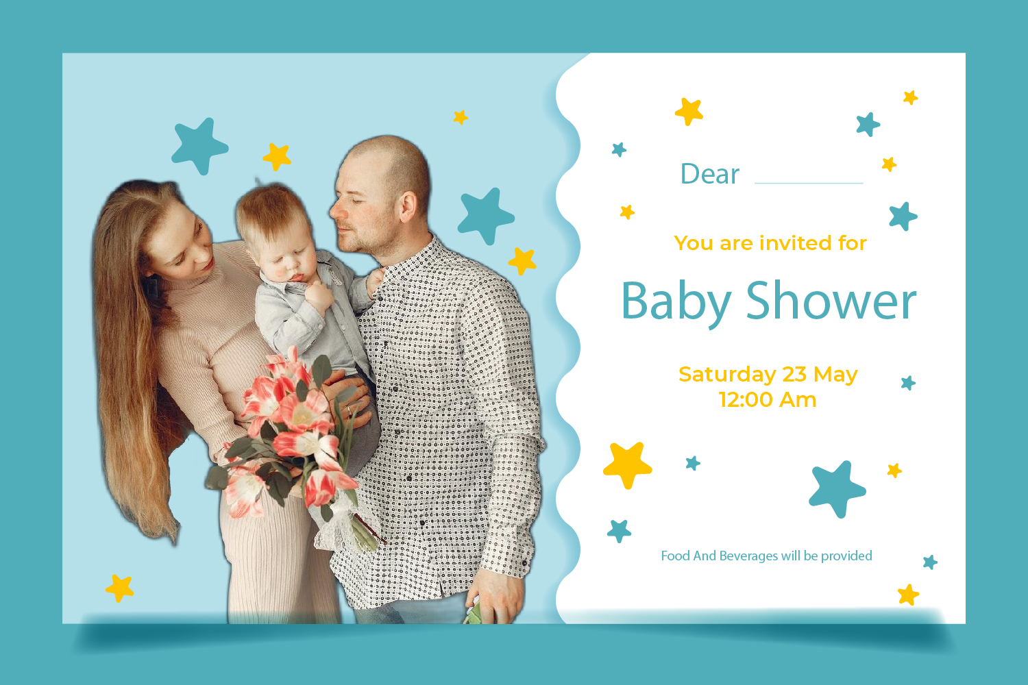 Image of a baby shower invitation card using no-bg background removal service