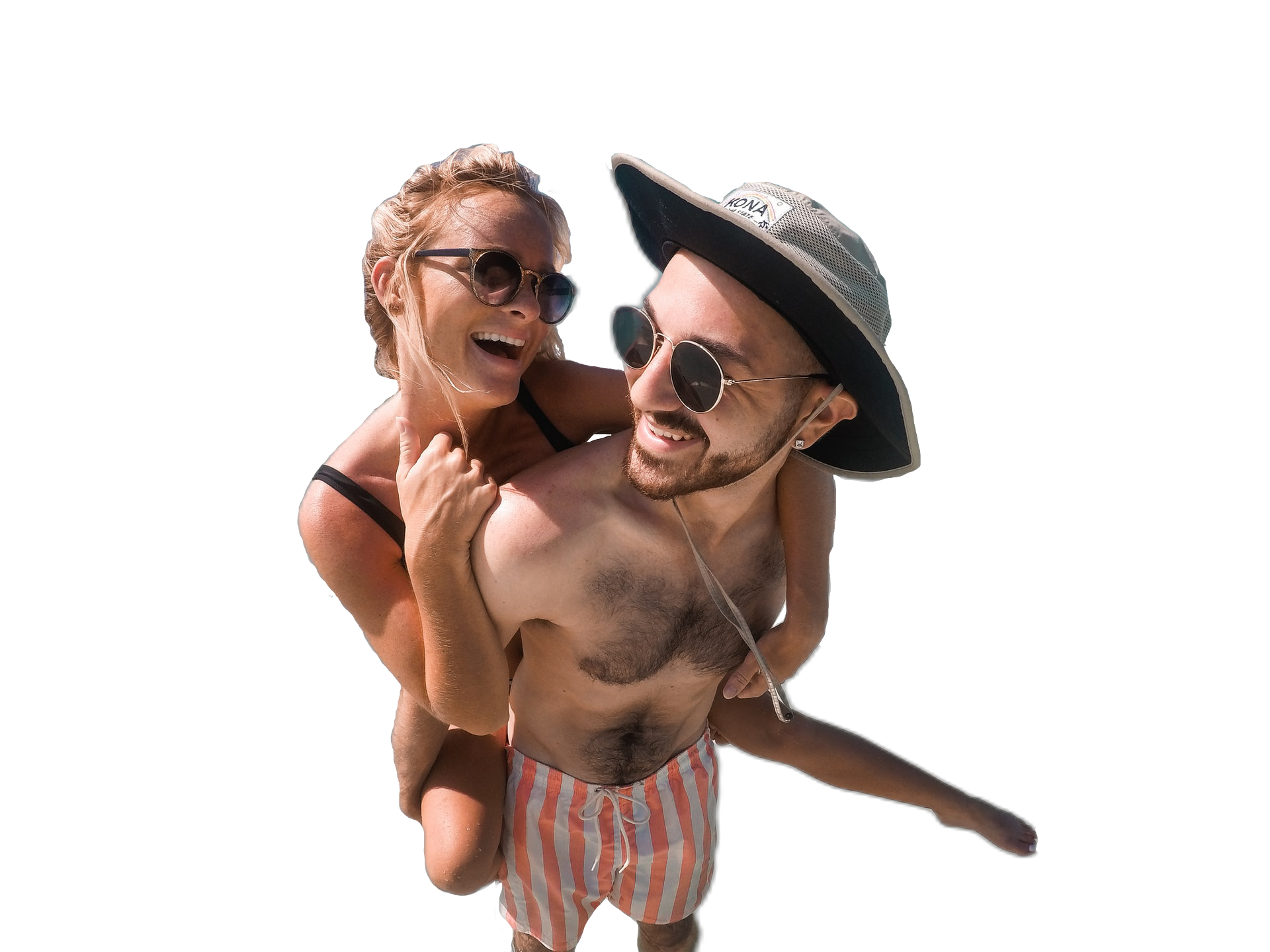 An image of a couple on a beach's background removed using no-bg